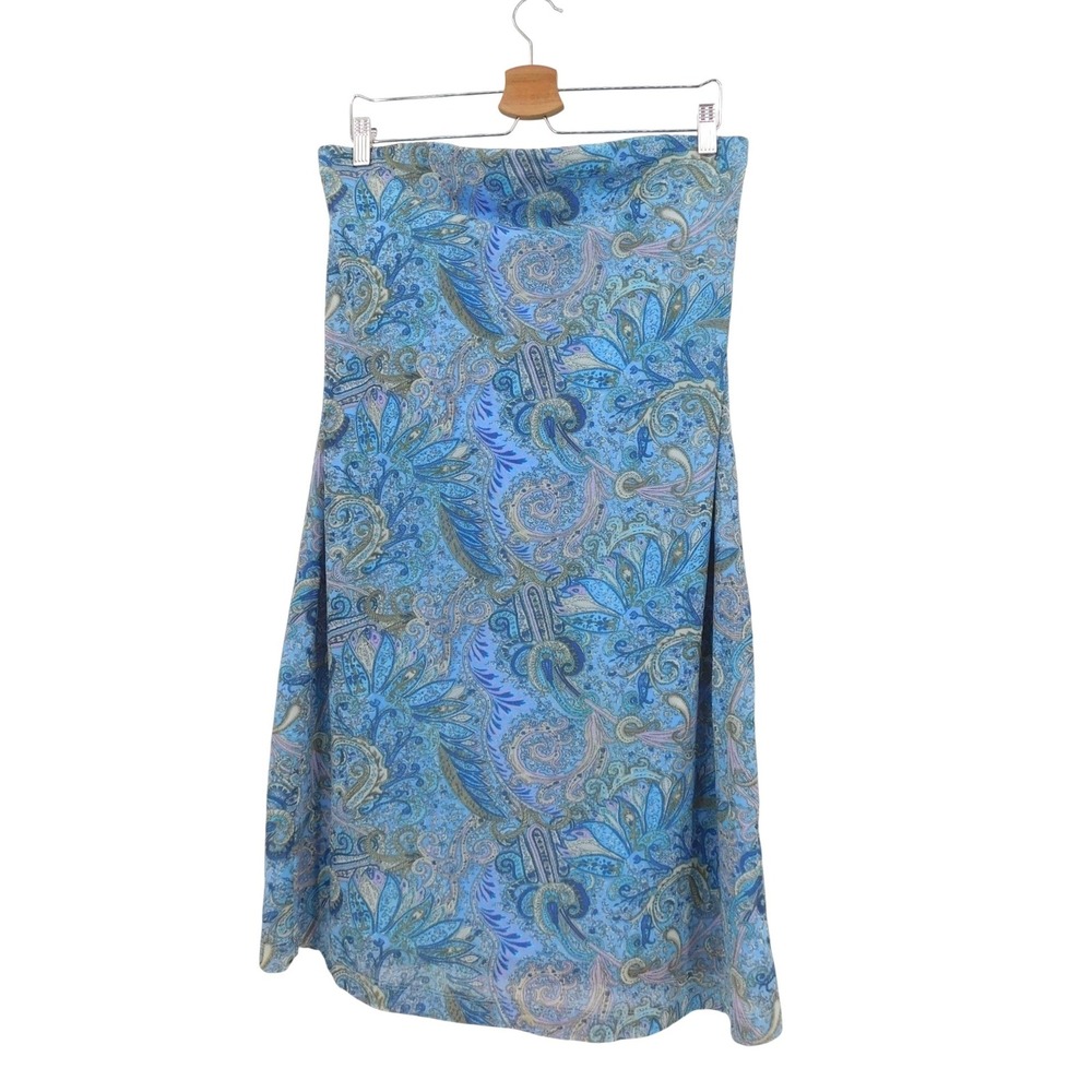 Vintage Express World Brand Blue Paisley Strapless Tube Top Dress‎ Y2K 13/14